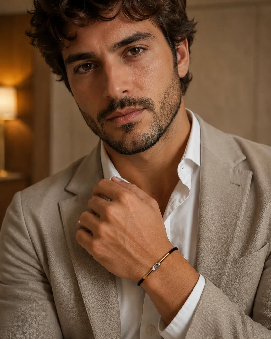 Ritratto maschile editoriale con bracciale
